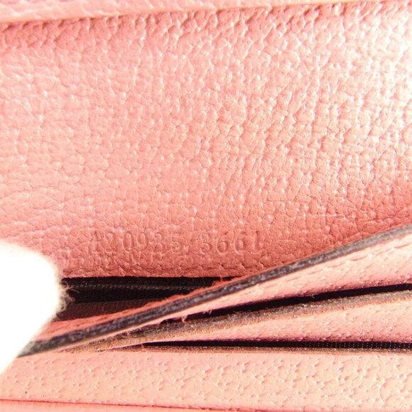 Gucci Double Sided Wallet GGpattern Beige Pink Canvas Leather Used T9705 - Picture 7 of 9